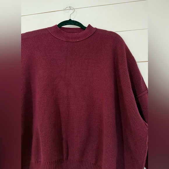 Free People  Mock Neck Long Sleeve Fuchsia Oversized Sweater Size XS - Picture 5 of 11